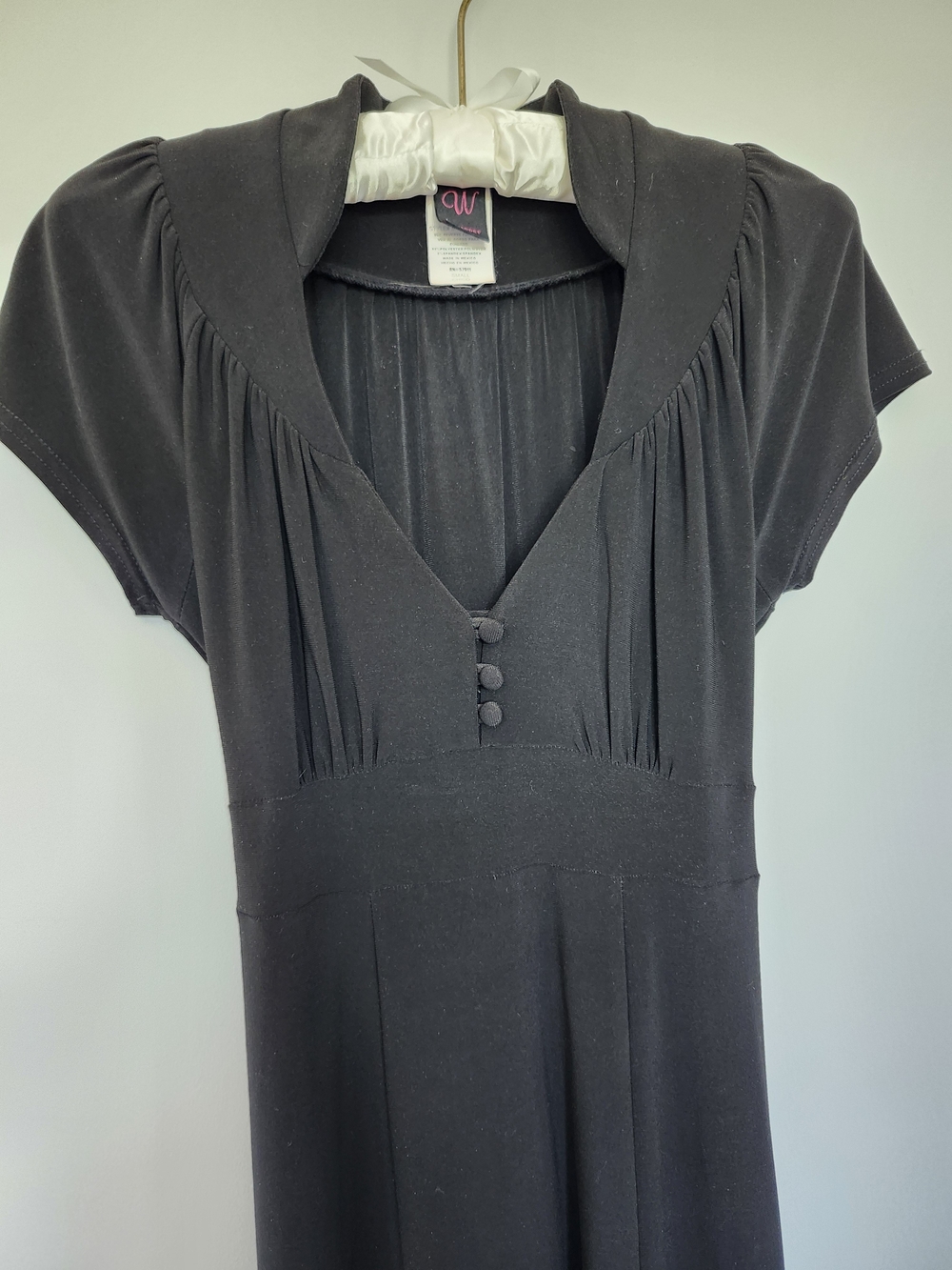 Black Vintage-Inspired Button Front Dress